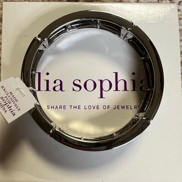 Lia Sophia Quench Stretch bangle Bracelet- silver and turquoise color NWT was$58 - Picture 7 of 9